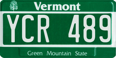 VT license plate YCR489