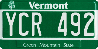 VT license plate YCR492