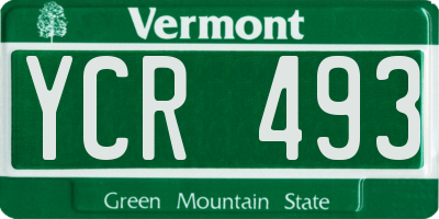 VT license plate YCR493