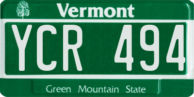 VT license plate YCR494