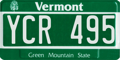 VT license plate YCR495