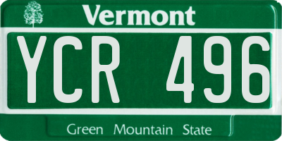 VT license plate YCR496