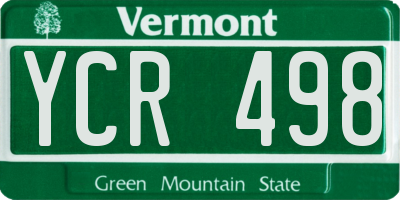 VT license plate YCR498