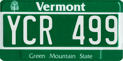 VT license plate YCR499