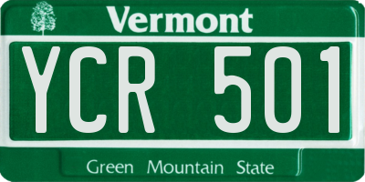 VT license plate YCR501