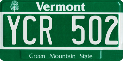 VT license plate YCR502