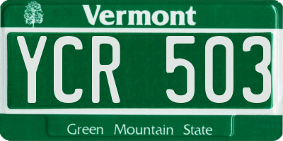 VT license plate YCR503