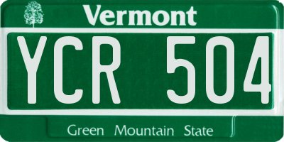 VT license plate YCR504