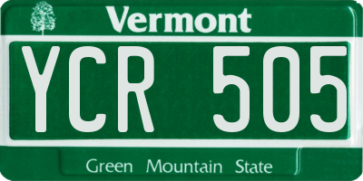 VT license plate YCR505