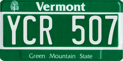 VT license plate YCR507