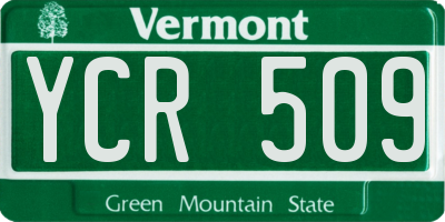VT license plate YCR509