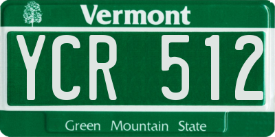 VT license plate YCR512
