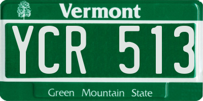 VT license plate YCR513