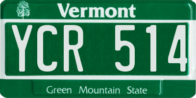 VT license plate YCR514