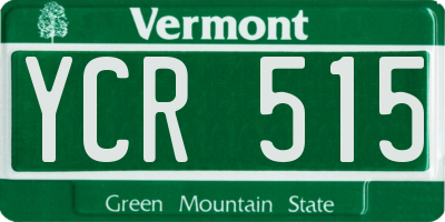 VT license plate YCR515