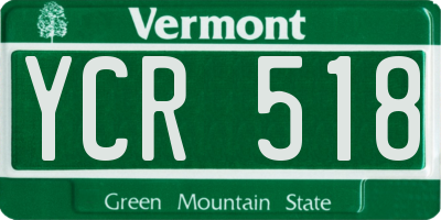 VT license plate YCR518