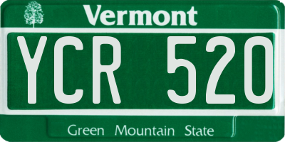 VT license plate YCR520