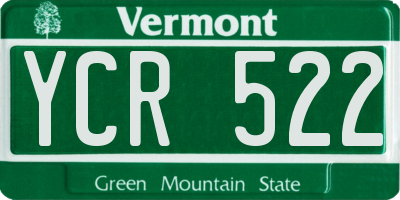 VT license plate YCR522