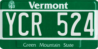 VT license plate YCR524