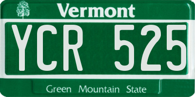 VT license plate YCR525