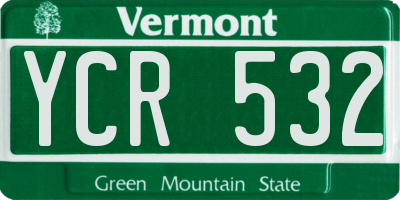 VT license plate YCR532