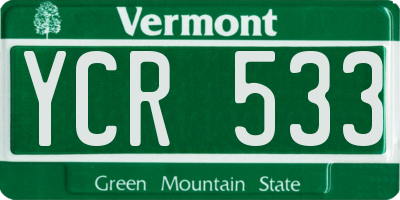 VT license plate YCR533