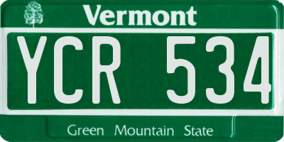 VT license plate YCR534