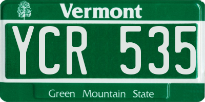 VT license plate YCR535