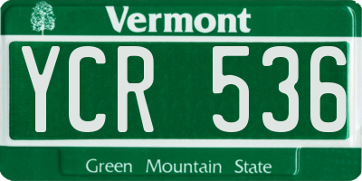 VT license plate YCR536
