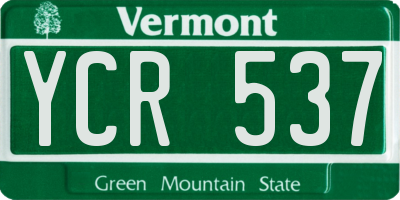 VT license plate YCR537