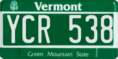 VT license plate YCR538