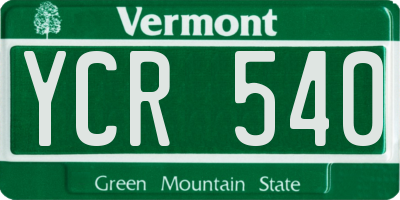 VT license plate YCR540