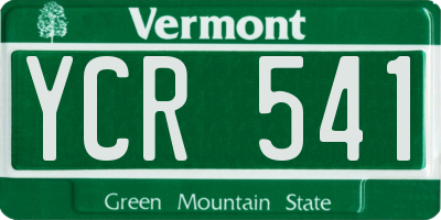 VT license plate YCR541