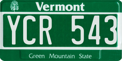 VT license plate YCR543