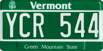 VT license plate YCR544