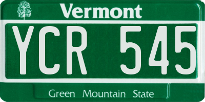 VT license plate YCR545