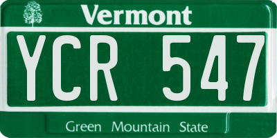 VT license plate YCR547