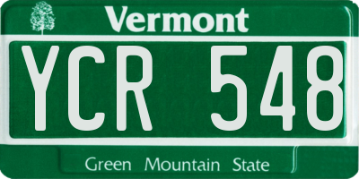 VT license plate YCR548