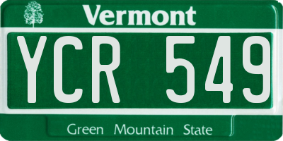 VT license plate YCR549