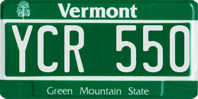 VT license plate YCR550