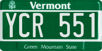 VT license plate YCR551