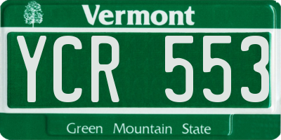 VT license plate YCR553
