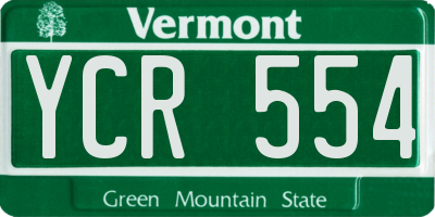 VT license plate YCR554