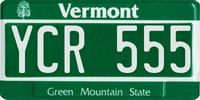 VT license plate YCR555