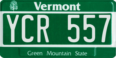 VT license plate YCR557