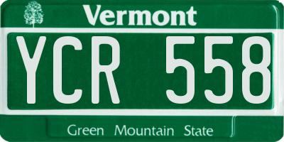 VT license plate YCR558