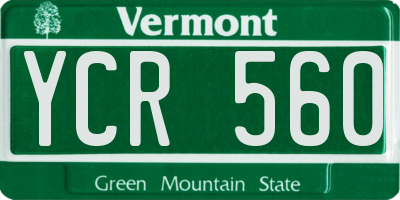 VT license plate YCR560
