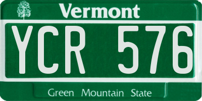 VT license plate YCR576