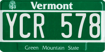 VT license plate YCR578