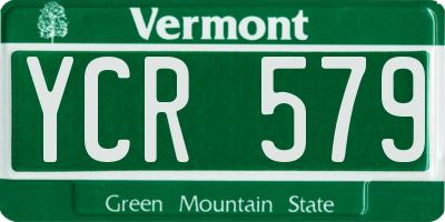 VT license plate YCR579